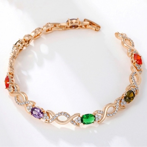 Tennis Bracelet | CZ Stone Wristband | 18K Gold Plated Luxury Jewelry - Picture 1 of 14